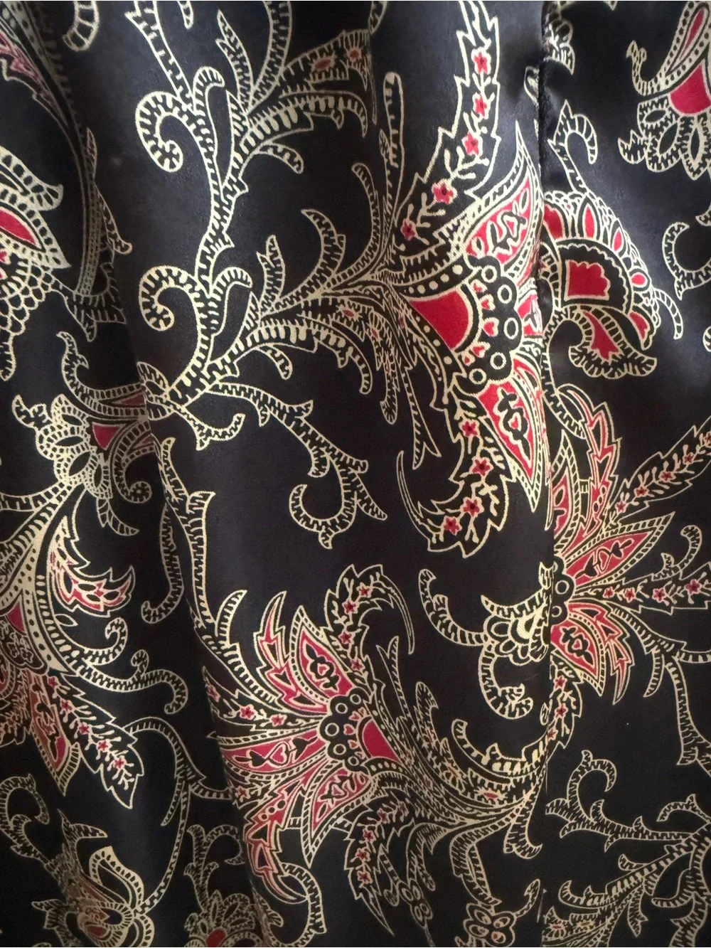 Silky Patterned Wide Leg Elastic Waste Pants